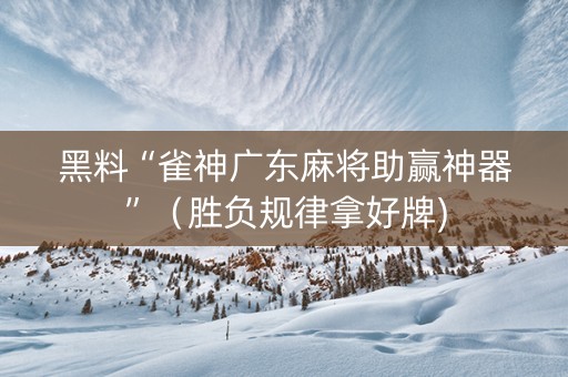 黑料“雀神广东麻将助赢神器”（胜负规律拿好牌)