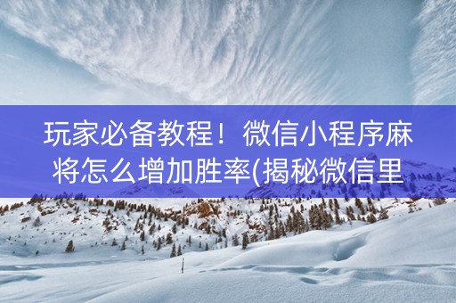 玩家必备教程！微信小程序麻将怎么增加胜率(揭秘微信里必备神器)