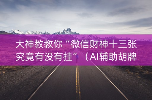大神教教你“微信财神十三张究竟有没有挂”（AI辅助胡牌规则)