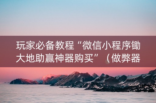 玩家必备教程“微信小程序锄大地助赢神器购买”（做弊器软件下载)