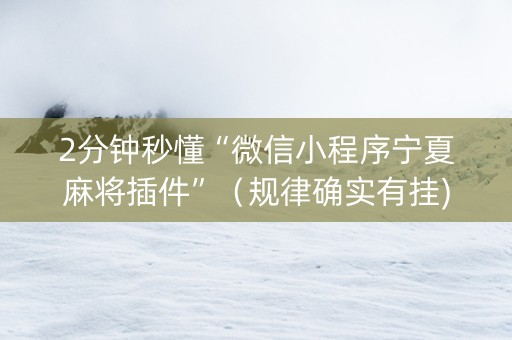 2分钟秒懂“微信小程序宁夏麻将插件”（规律确实有挂)