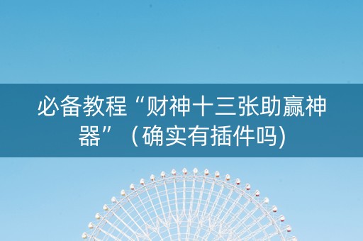 必备教程“财神十三张助赢神器”（确实有插件吗)