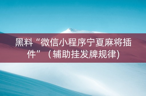 黑料“微信小程序宁夏麻将插件”（辅助挂发牌规律)