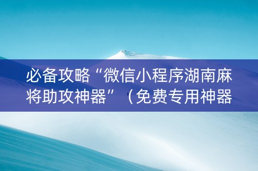 必备攻略“微信小程序湖南麻将助攻神器”（免费专用神器)