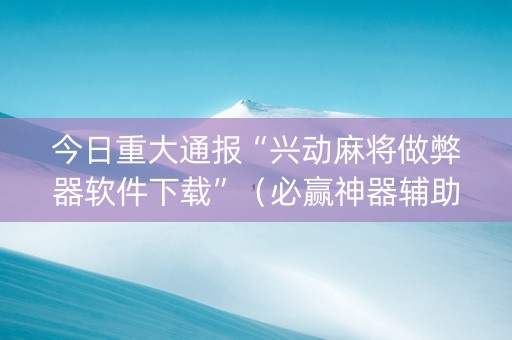 今日重大通报“兴动麻将做弊器软件下载”（必赢神器辅助器)