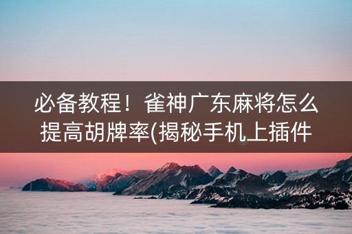 必备教程！雀神广东麻将怎么提高胡牌率(揭秘手机上插件免费)