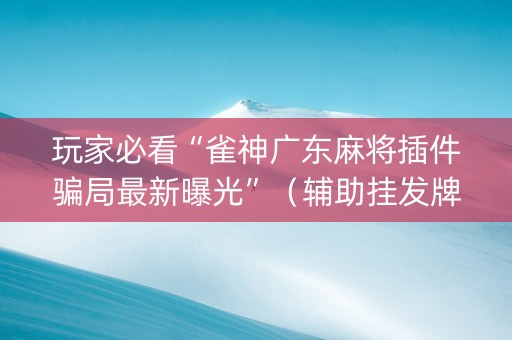 玩家必看“雀神广东麻将插件骗局最新曝光”（辅助挂发牌规律)