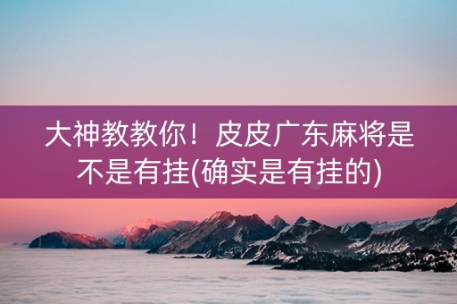 大神教教你！皮皮广东麻将是不是有挂(确实是有挂的)