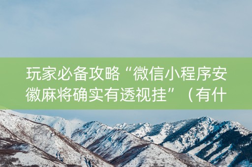 玩家必备攻略“微信小程序安徽麻将确实有透视挂”（有什么诀窍)