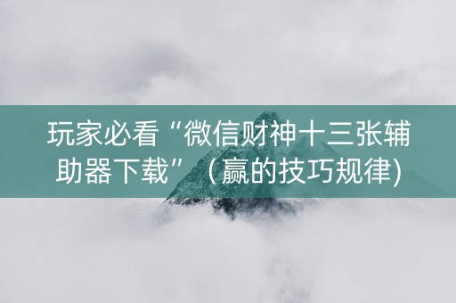 玩家必看“微信财神十三张辅助器下载”（赢的技巧规律)