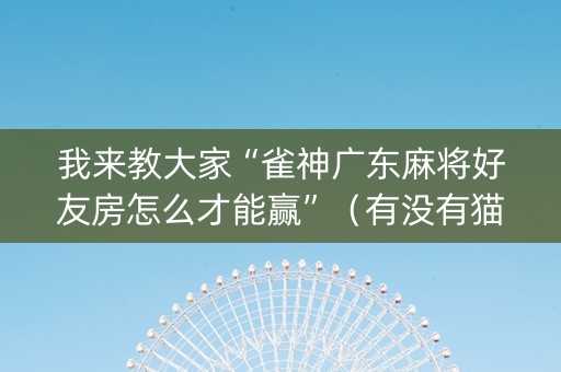 我来教大家“雀神广东麻将好友房怎么才能赢”（有没有猫腻)