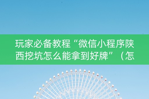 玩家必备教程“微信小程序陕西挖坑怎么能拿到好牌”（怎么设置才能赢)