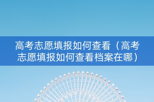 高考志愿填报如何查看（高考志愿填报如何查看档案在哪）