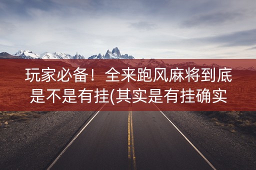 玩家必备！全来跑风麻将到底是不是有挂(其实是有挂确实有挂)