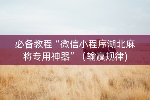 必备教程“微信小程序湖北麻将专用神器”（输赢规律)