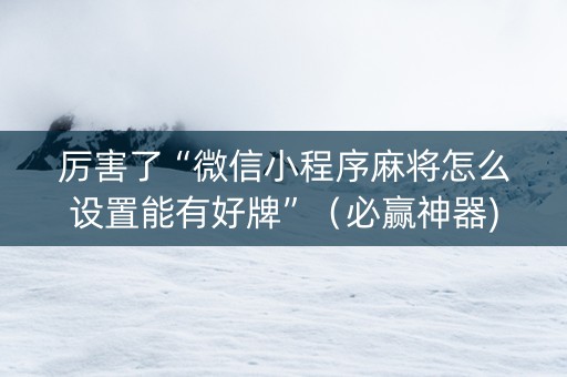 厉害了“微信小程序麻将怎么设置能有好牌”（必赢神器)