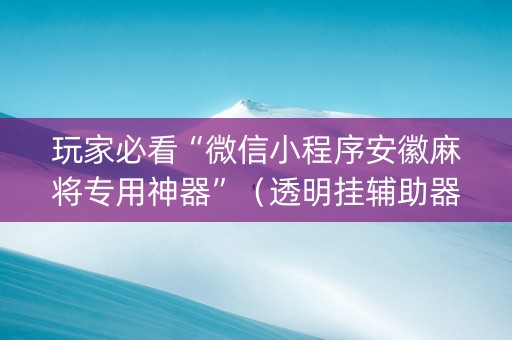 玩家必看“微信小程序安徽麻将专用神器”（透明挂辅助器)