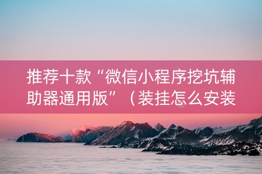 推荐十款“微信小程序挖坑辅助器通用版”（装挂怎么安装)