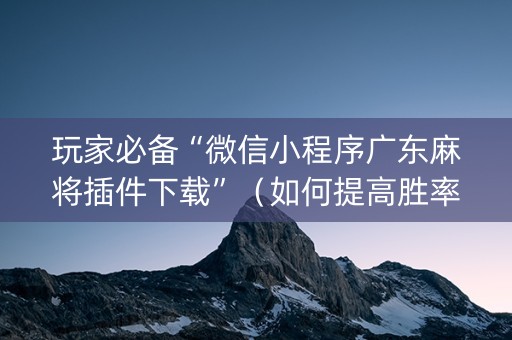 玩家必备“微信小程序广东麻将插件下载”（如何提高胜率)