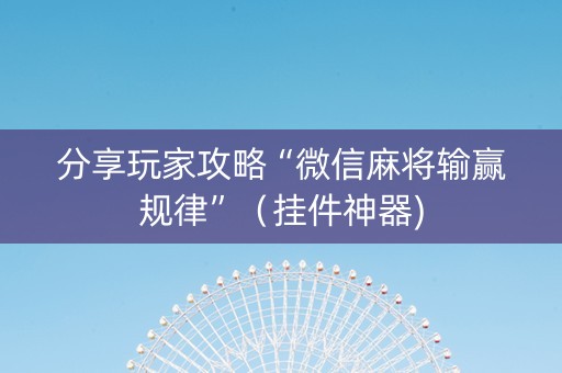 分享玩家攻略“微信麻将输赢规律”（挂件神器)