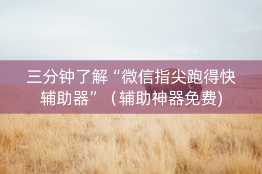 三分钟了解“微信指尖跑得快辅助器”（辅助神器免费)