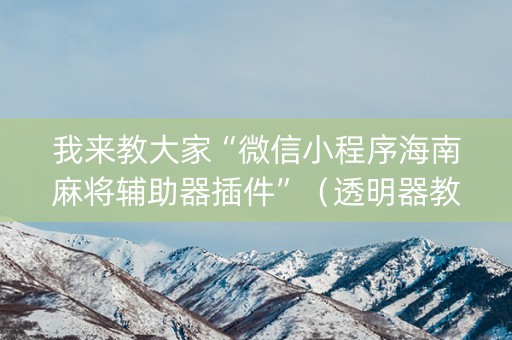 我来教大家“微信小程序海南麻将辅助器插件”（透明器教程)
