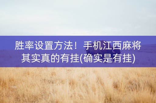 胜率设置方法！手机江西麻将其实真的有挂(确实是有挂)