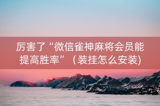 厉害了“微信雀神麻将会员能提高胜率”（装挂怎么安装)