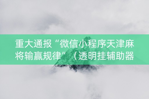 重大通报“微信小程序天津麻将输赢规律”（透明挂辅助器)