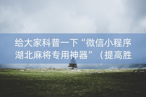 给大家科普一下“微信小程序湖北麻将专用神器”（提高胜率软件)