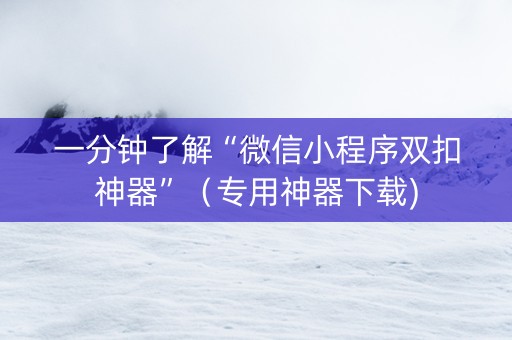 一分钟了解“微信小程序双扣神器”（专用神器下载)