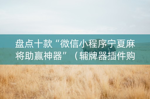 盘点十款“微信小程序宁夏麻将助赢神器”（辅牌器插件购买)