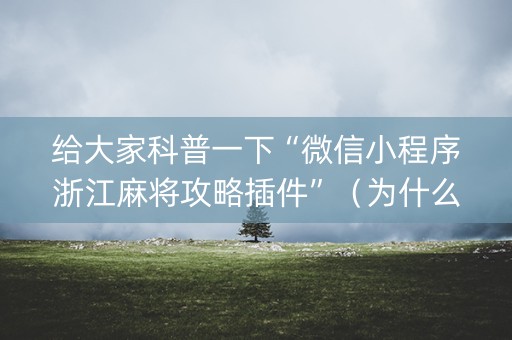 给大家科普一下“微信小程序浙江麻将攻略插件”（为什么有人一直赢)