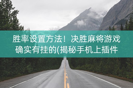 胜率设置方法！决胜麻将游戏确实有挂的(揭秘手机上插件下载)
