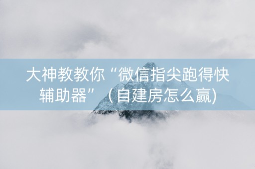 大神教教你“微信指尖跑得快辅助器”（自建房怎么赢)