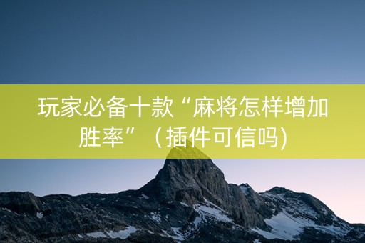 玩家必备十款“麻将怎样增加胜率”（插件可信吗)