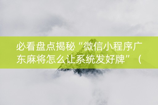 必看盘点揭秘“微信小程序广东麻将怎么让系统发好牌”（辅牌器插件购买)