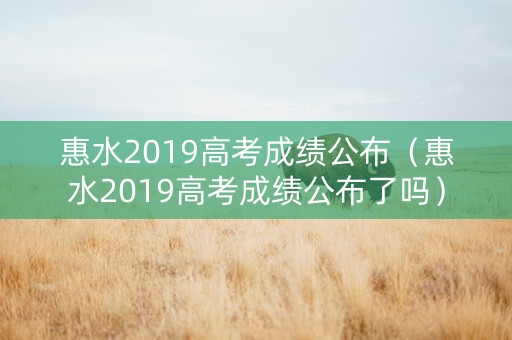 惠水2019高考成绩公布（惠水2019高考成绩公布了吗）