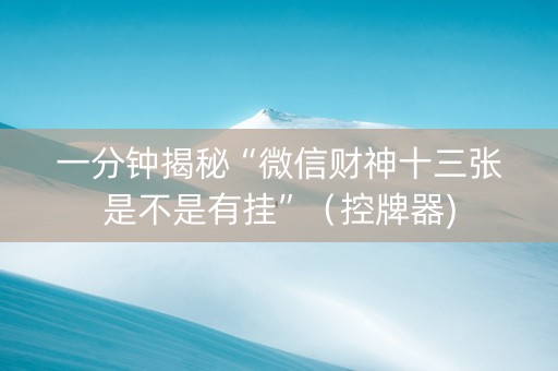 一分钟揭秘“微信财神十三张是不是有挂”（控牌器)