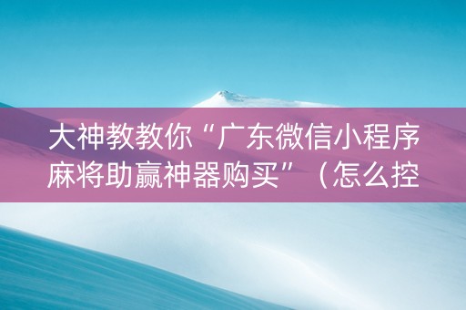 大神教教你“广东微信小程序麻将助赢神器购买”（怎么控制输赢)