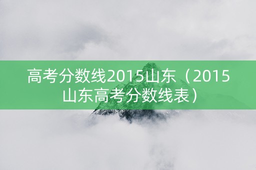 高考分数线2015山东（2015山东高考分数线表）