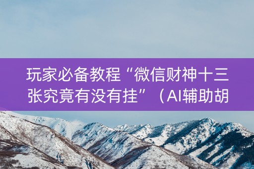玩家必备教程“微信财神十三张究竟有没有挂”（AI辅助胡牌规则)