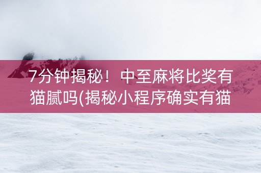 7分钟揭秘！中至麻将比奖有猫腻吗(揭秘小程序确实有猫腻)