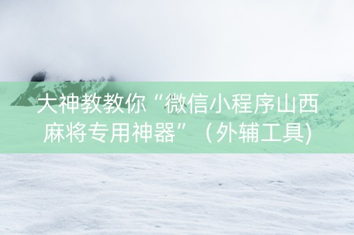 大神教教你“微信小程序山西麻将专用神器”（外辅工具)