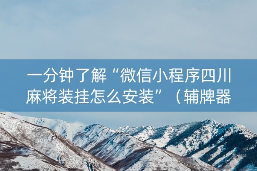 一分钟了解“微信小程序四川麻将装挂怎么安装”（辅牌器插件购买)
