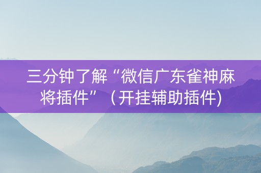 三分钟了解“微信广东雀神麻将插件”（开挂辅助插件)