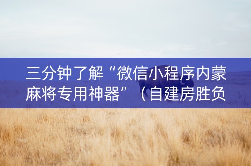 三分钟了解“微信小程序内蒙麻将专用神器”（自建房胜负规律)