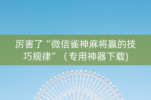 厉害了“微信雀神麻将赢的技巧规律”（专用神器下载)