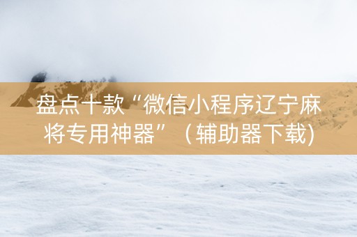 盘点十款“微信小程序辽宁麻将专用神器”（辅助器下载)