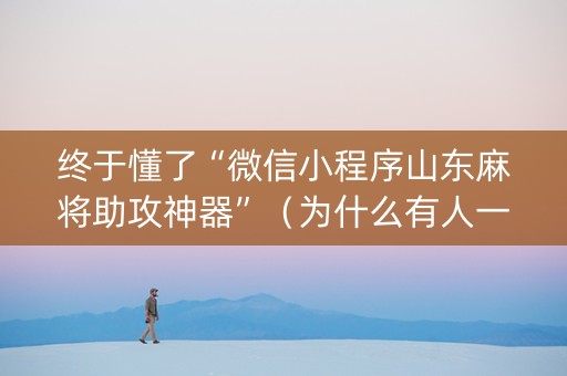 终于懂了“微信小程序山东麻将助攻神器”（为什么有人一直赢)